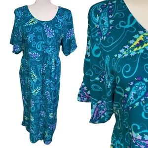 Diane Von  Furstenberg 90’s Teal Maxi Dress Size 2X-3X
